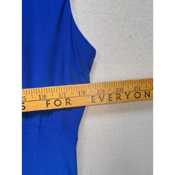 Lauren Ralph Lauren Women's Faux Wrap V Neck Dress Cap Sleeve Sz 14 Royal Blue - Picture 7 of 10